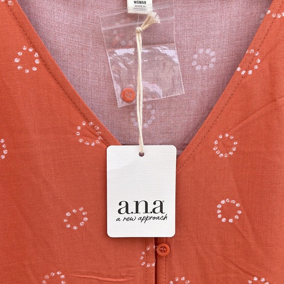 a.n.a. Short Sleeve, V-Neck T-Shirt Dress, Marmalade Orange |3X - Picture 9 of 11